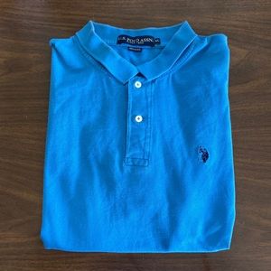 US Polo Assn blue 100% cotton polo golf shirt